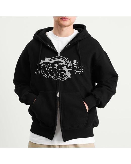 Pawa Speed Sports Black Doggo Zip Hoodie for men