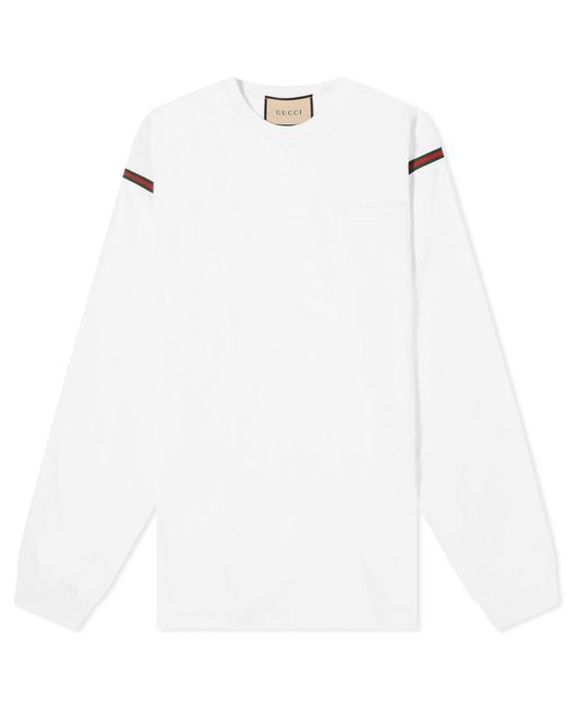 Gucci White Tape Long Sleeve T-Shirt for men