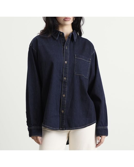 GOOD AMERICAN Blue Denim Oversized Shirt