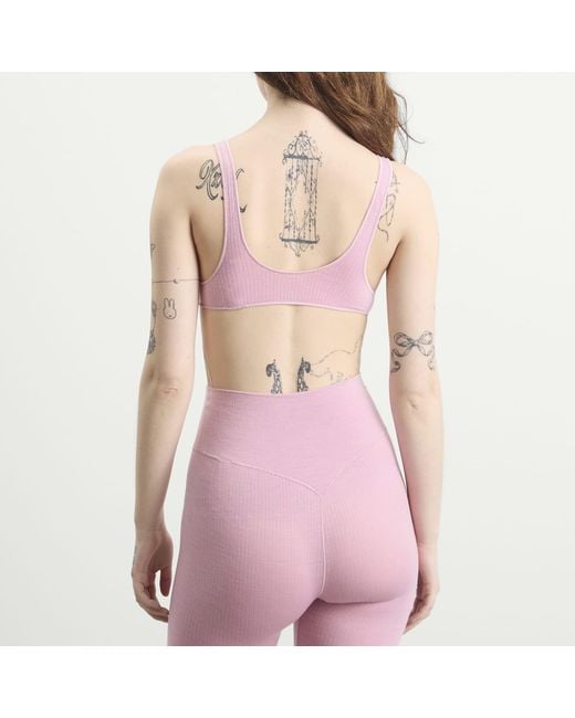 Skims Pink Seamless Sheer Wool Bralette