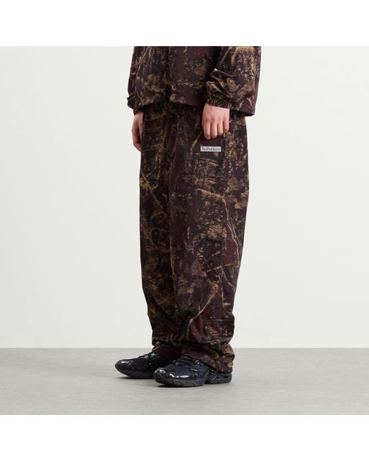 No Problemo Brown Forest Glitch Nylon Pant for men
