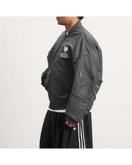Adidas Black X Willy Chavarria Satin Bomber Jacket for men