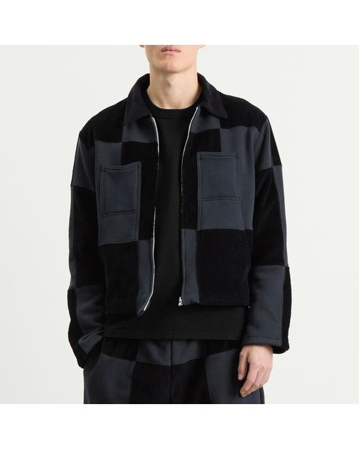 Les Tien Black Patchwork Utility Jacket for men