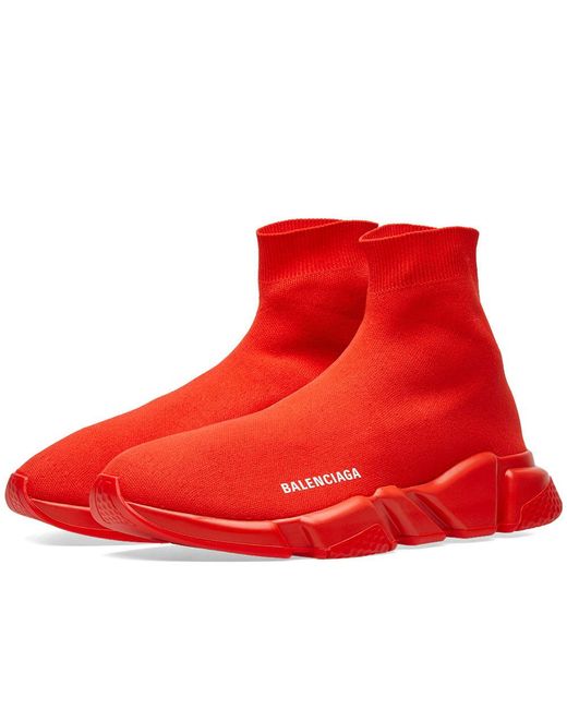 Balenciaga Red Speed Sock Logo Trainers for men