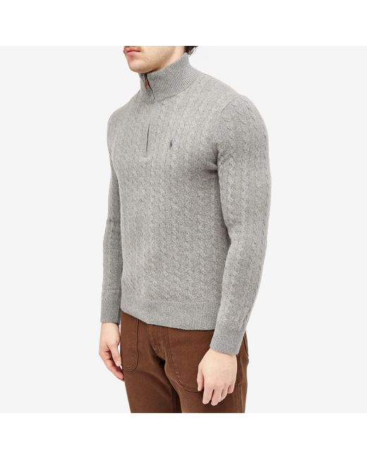 Polo Ralph Lauren Gray Half Zip Cable Knit Jumper for men