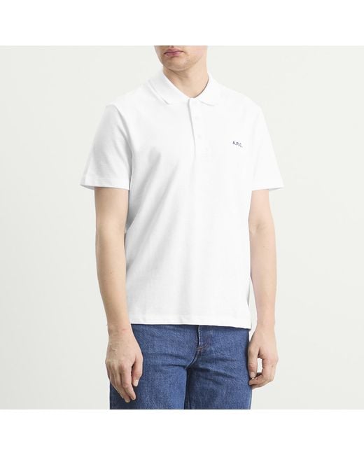 A.P.C. White Carter Logo Polo Shirt for men