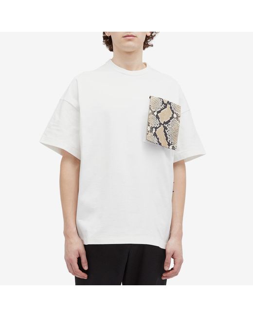 Jil Sander White Python Print Pocket T-Shirt for men