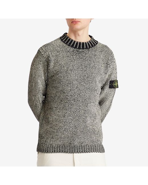 Stone Island Gray Hand Printed Crew Neck Jumper for men