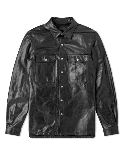 Rick Owens Black Leather Outershirt for men