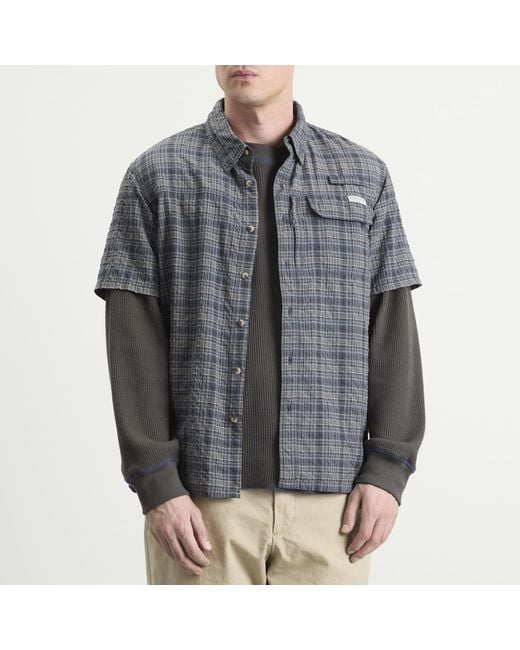 Thisisneverthat Gray Plaid Short Sleeve Fishing Shirt for men