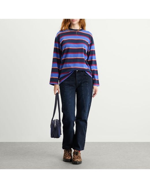 Damson Madder Blue Ali Long Sleeve Stripe T-Shirt