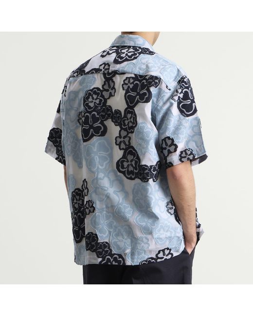 NN07 Blue Freddy Embroidered Short Sleeve Shirt for men