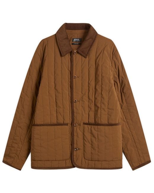 A.P.C. Brown Leone Technical Canvas Quilted Jacket for men