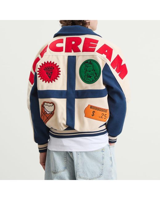 ICECREAM Blue Checkout Varsity Jacket for men
