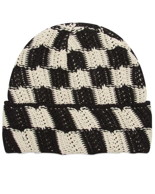 Sundays Black Check Beanie for men