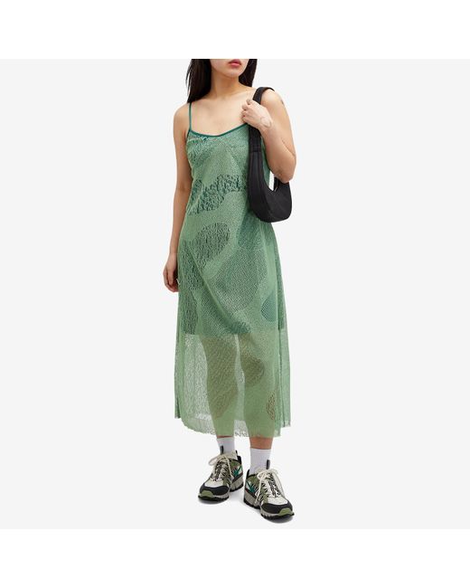 Brain Dead Green Engineered Cloud Mesh Slip Dress