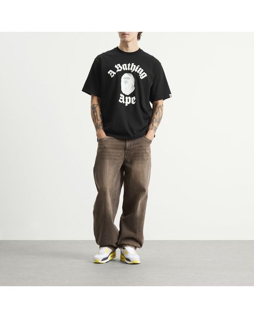 A Bathing Ape Black Gothic College T-Shirt for men