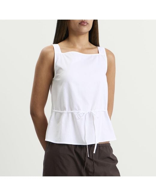 Leset White Yoko Drawstring Tank Top