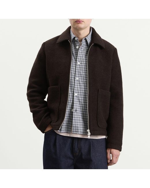 NN07 Black Gael Brushed Wool Jacket for men