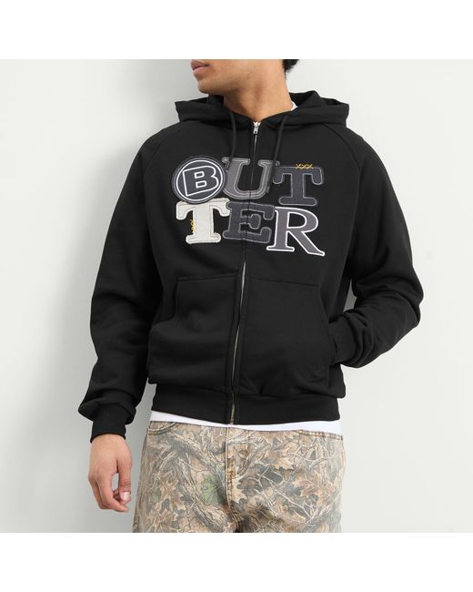 Butter Goods Black Patchwork Zip Hoodie for men