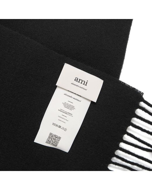 AMI Black Wool Scarf for men