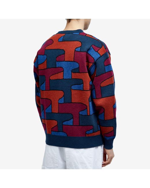 by Parra Blue Crayons All Over Knit Cardigan for men