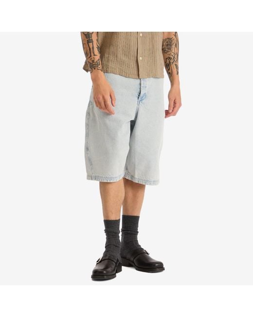YMC Blue Twisted Denim Short for men