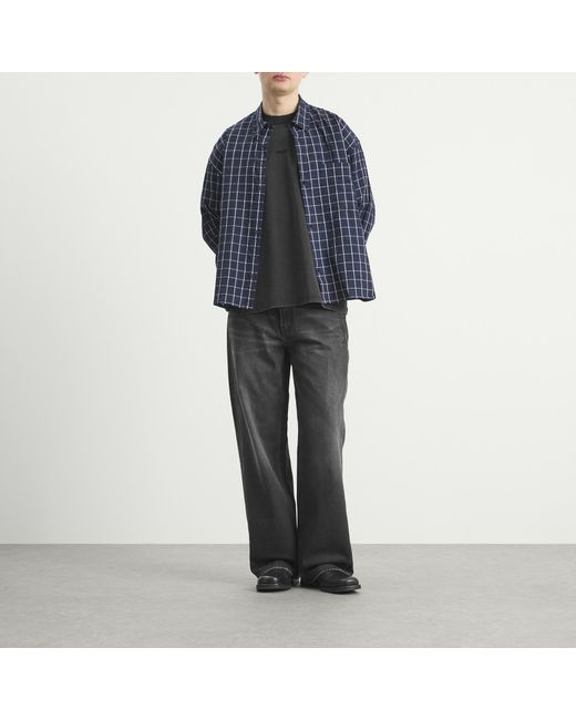 Won Hundred Blue Maza Check Shirt for men