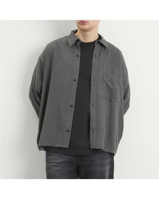 Won Hundred Gray Mazza Micro Check Shirt for men