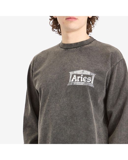 Aries Gray Aged Ancient Temple Long Sleeve T-Shirt for men