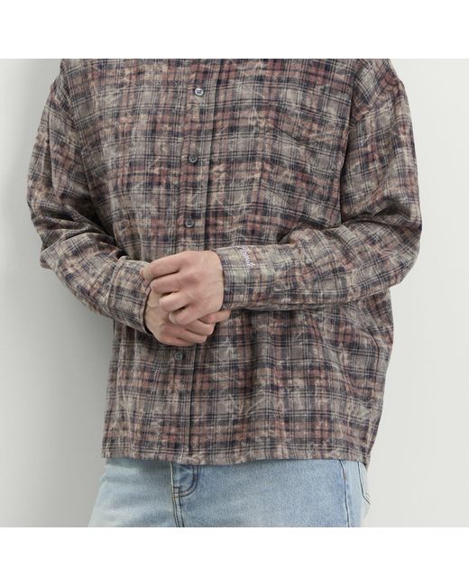 Picante Gray Rocco Bleached Check Shirt for men