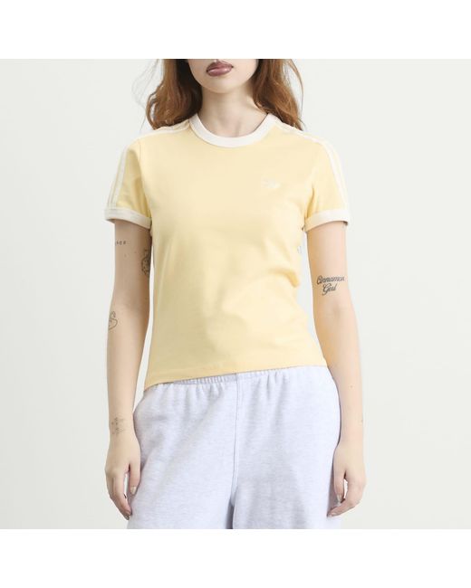 Adidas Natural 3 Stripe Short Sleeve T-Shirt