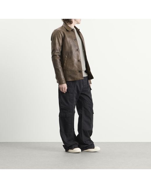 Rick Owens Green Buttoned Leather Brad Jacket for men