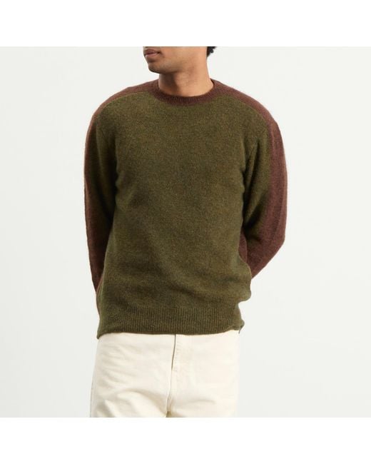 Forét Green Alpine Conrast Crew Neck Jumper for men
