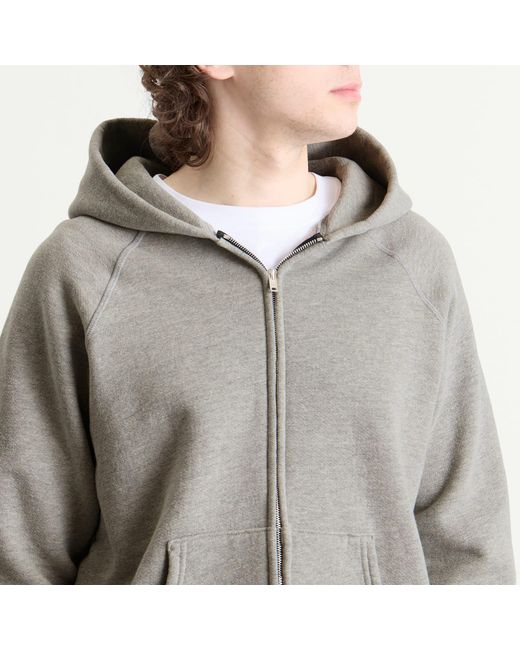 Les Tien Gray Heavyweight Raglan Zip Hoodie for men
