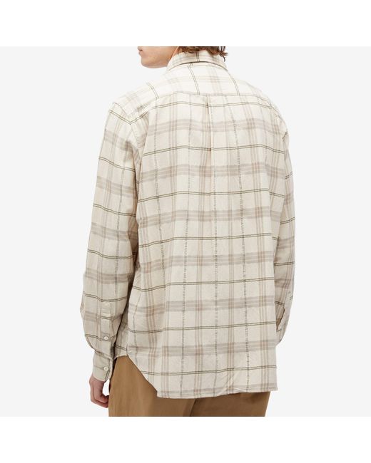 Norse Projects White Algot Relaxed Textured Check Shirt for men