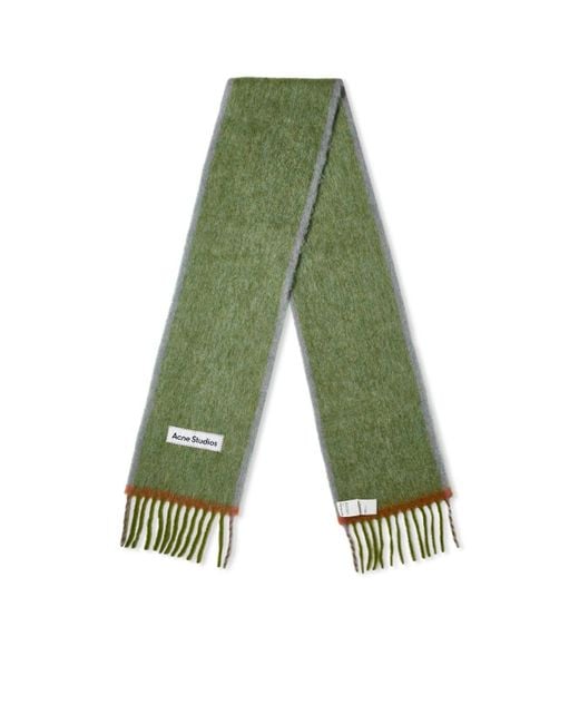Acne Green Vally Solid Logo Scarf