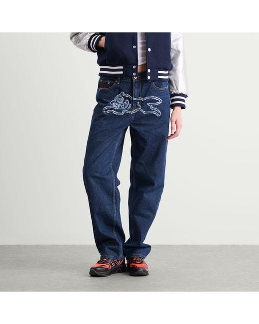 ICECREAM Blue Applique Running Dog Denim Pants