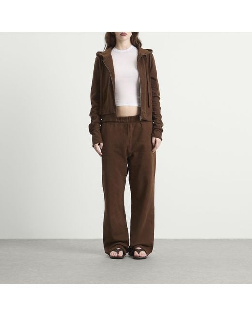 Entire studios Brown Lightweight Crop Zip-Up Hoodie