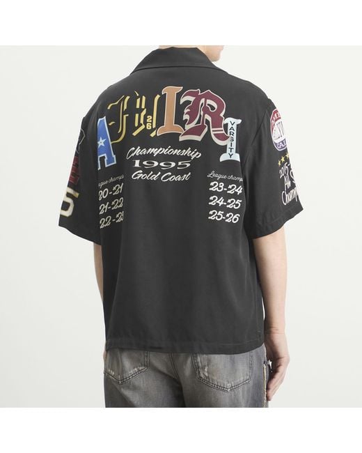 Amiri Black Varsity Patch Camp Shirt for men