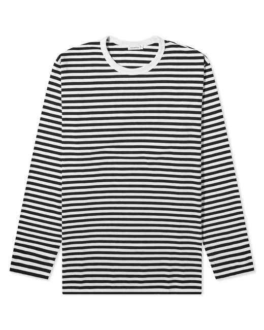 Nanamica Blue Long Sleeve Coolmax Stripe T-Shirt for men
