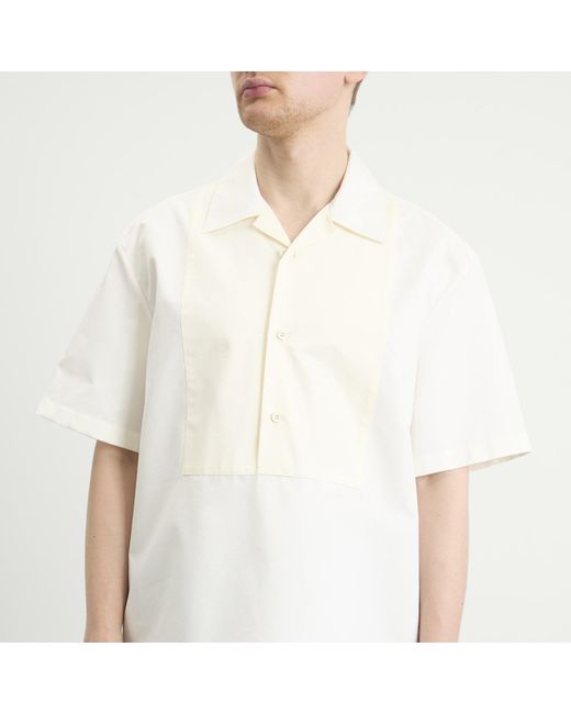 Jil Sander White Boxy Fit Bowling Contrast Colour Shirt for men