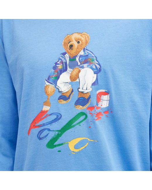 Polo Ralph Lauren Blue Long Sleeve Painting Bear T-Shirt for men