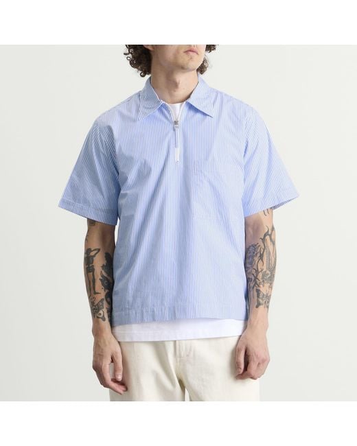 Universal Works Blue Nipon Stripe Ewan Shirt for men