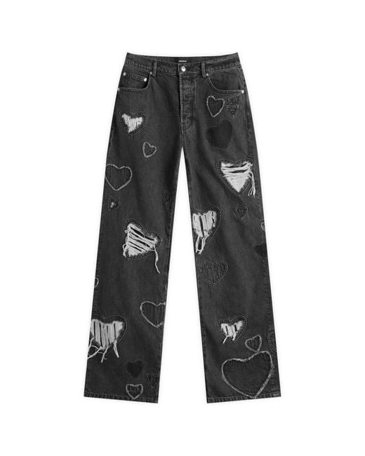 NAHMIAS Gray Heart Patchwork Jeans for men