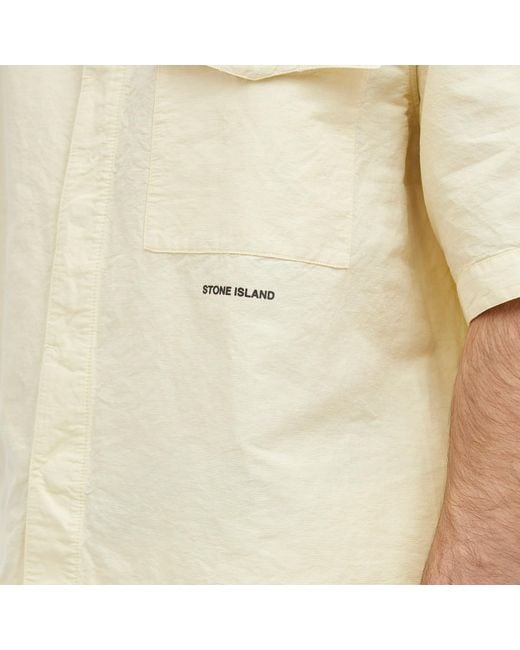 Stone Island Natural Cotton Canvas Shorts Sleeve Shirt for men