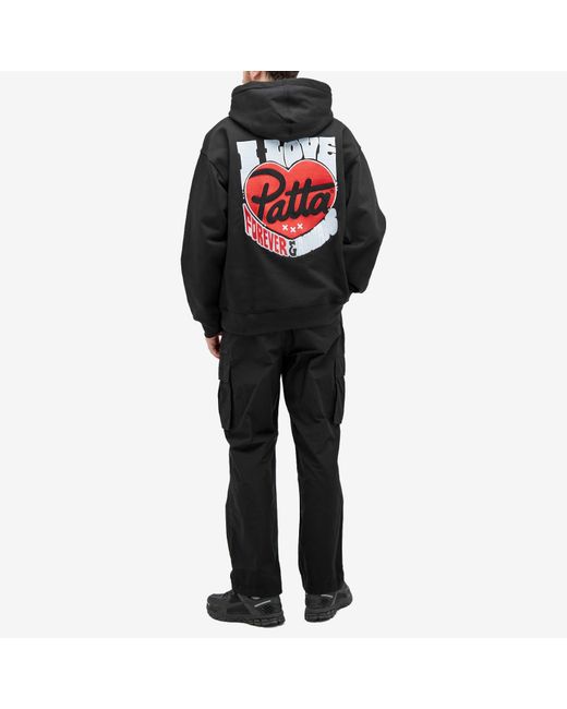 PATTA Black Fovever And Always Boxy Hoodie for men