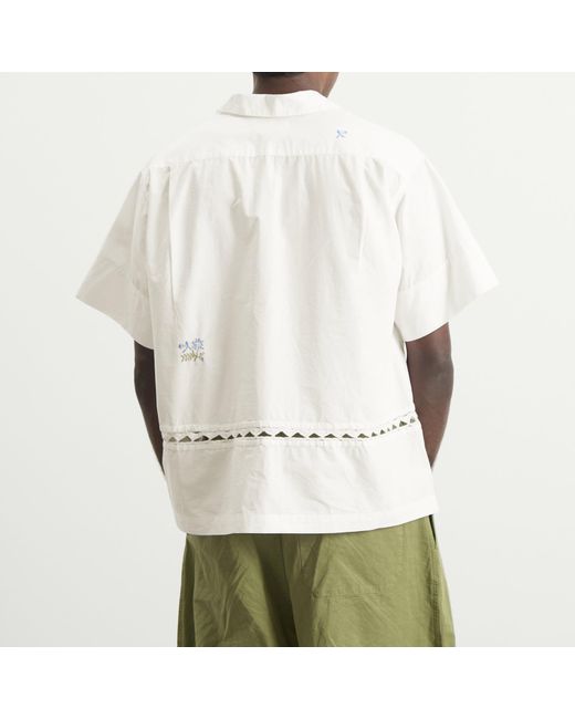 STORY mfg. White Story Mfg Greetings Hand Embroidered Shirt for men