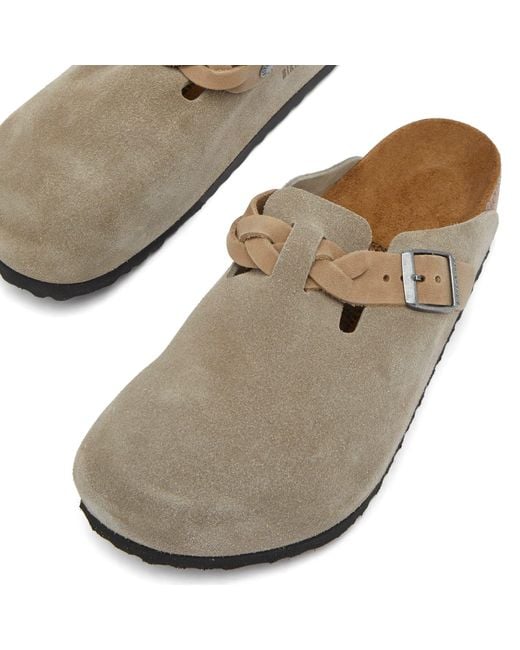 Birkenstock Brown Suede Braided Slip-On Clogs