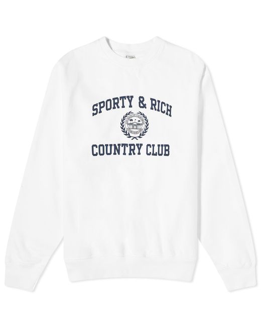Sporty & Rich White Varsity Crest Crew Sweat